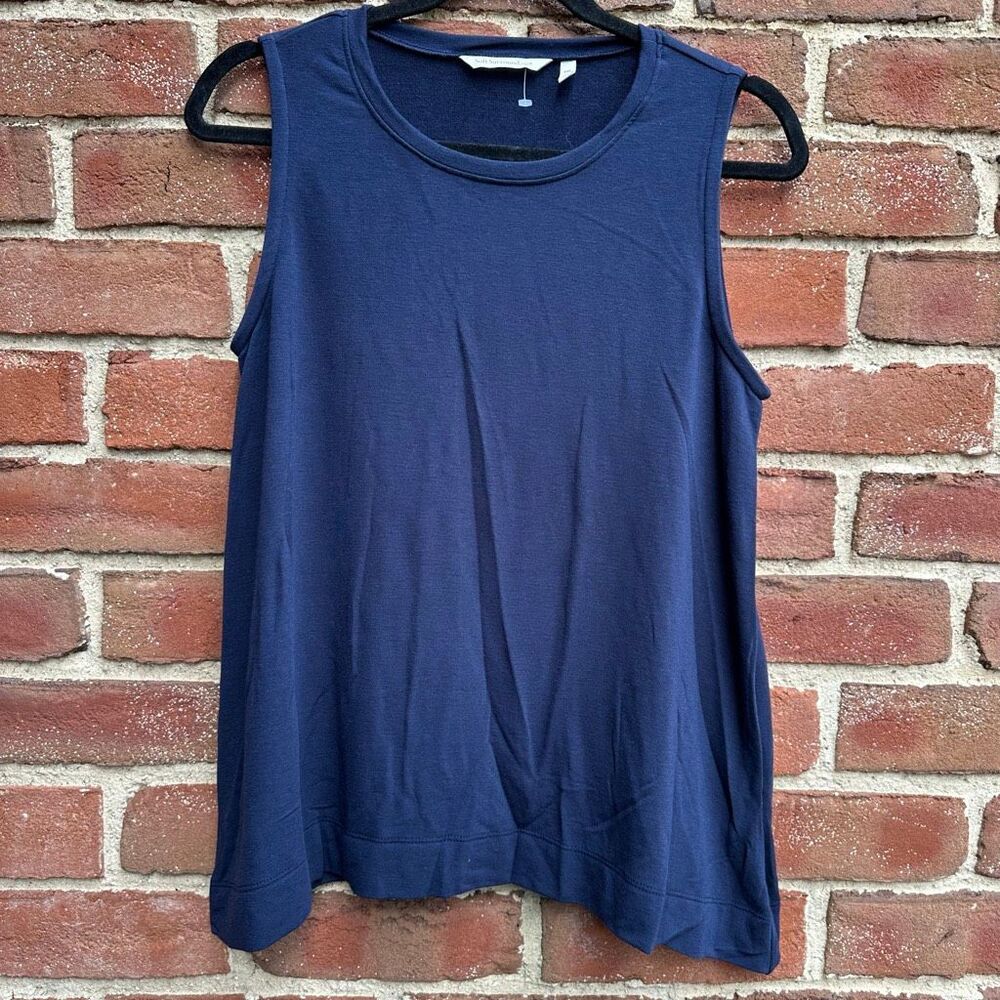 Soft Surroundings Sleeveless Knit tank Top Navy Blue Relaxed Fit petite Medium N